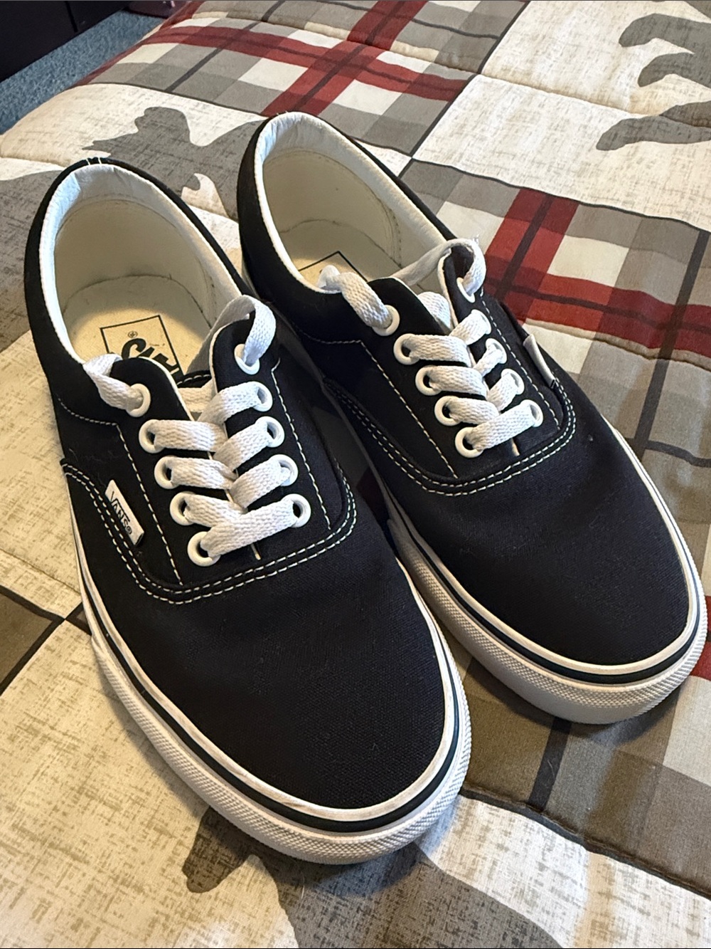 Vans Black and White Low-Top Canvas Sneakers